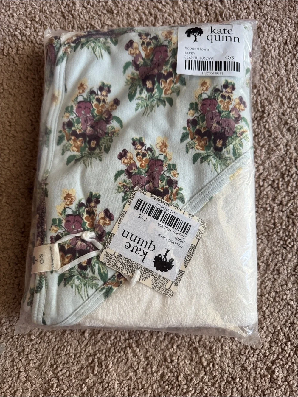 kate Quinn pansy hooded towel